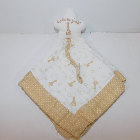 Sophie the Giraffe Star Cotton Security Blanket w Pacifier Holder Baby Lovey - Picture 2 of 8